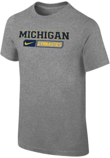 Nike Michigan Wolverines Youth Grey Gymnastics Jordan Short Sleeve T-Shirt