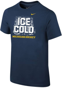 Nike Michigan Wolverines Youth Blue Ice Cold Hockey Short Sleeve T-Shirt