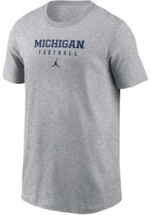 Nike Michigan Wolverines Youth Grey Football Sport Drop Jordan Short Sleeve T-Shirt