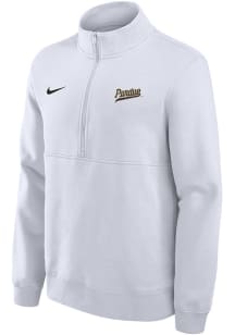 Nike Purdue Boilermakers Mens White Vintage Script Varsity Long Sleeve Qtr Zip Pullover