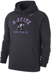 Nike K-State Wildcats Mens Anthracite Arch Mascot Club Fleece Long Sleeve Hoodie