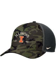 Nike Illinois Fighting Illini 2025 Military Appreciation Rise Trucker Adjustable Hat - Green