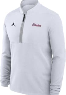 Nike Houston Cougars Mens White Jordan Throwback Wordmark Victory Long Sleeve Qtr Zip Pullover