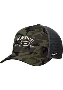 Nike Purdue Boilermakers 2025 Military Appreciation Rise Trucker Adjustable Hat - Green