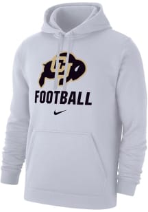 Nike Colorado Buffaloes Mens White Sport Drop Club Fleece Football Long Sleeve Hoodie