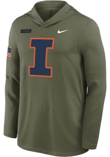 Nike Illinois Fighting Illini Mens Green Military Appreciation DriFIT Hood