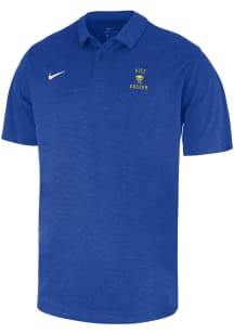 Nike Pitt Panthers Mens Blue Soccer Dri-FIT Heather Short Sleeve Polo