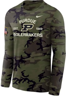 Nike Purdue Boilermakers Green Military Appreciation DriFIT Long Sleeve T-Shirt