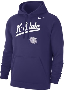 Nike K-State Wildcats Mens Purple Baseball Script Club Fleece Long Sleeve Hoodie