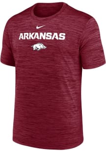 Nike Arkansas Razorbacks Crimson Flat Name Mascot Velocity Lgnd Short Sleeve T Shirt