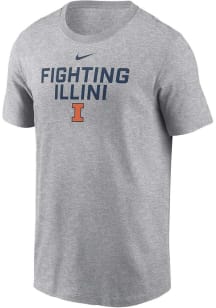 Nike Illinois Fighting Illini Grey Flat Name Mascot Dri-FIT Short Sleeve T Shirt
