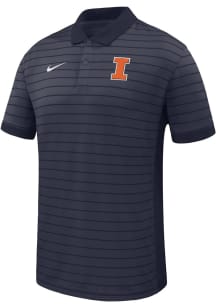 Nike Illinois Fighting Illini Mens Navy Blue Primary Team Logo Victory Short Sleeve Polo