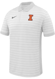 Nike Illinois Fighting Illini Mens White Primary Team Logo Victory Short Sleeve Polo