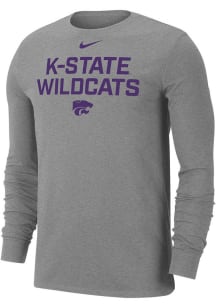 Nike K-State Wildcats Grey Flat Name Mascot Dri-FIT Long Sleeve T Shirt