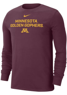 Nike Minnesota Golden Gophers Maroon Flat Name Mascot Dri-FIT Long Sleeve T Shirt