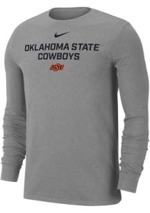 Nike Oklahoma State Cowboys Grey Flat Name Mascot Dri-FIT Long Sleeve T Shirt