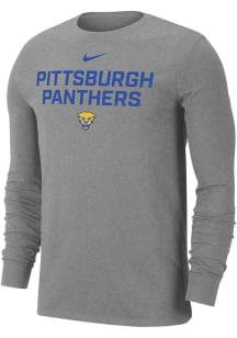 Nike Pitt Panthers Grey Flat Name Mascot Dri-FIT Long Sleeve T Shirt