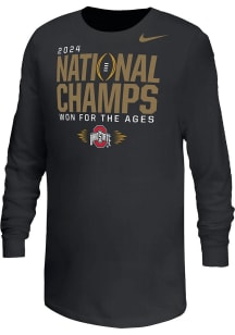 Nike Ohio State Buckeyes Youth Black 2024 Football National Champions Locker Room Long Sleeve T-Sh..