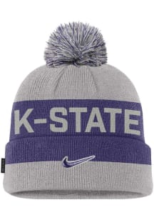 Nike K-State Wildcats Grey Peak Pom Beanie Mens Knit Hat