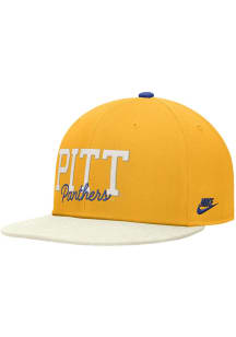 Nike Pitt Panthers Gold Pro Flat Brim - Natural Colorblock Mens Snapback Hat