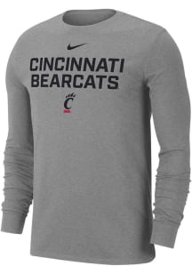 Nike Cincinnati Bearcats Grey Flat Name Mascot Dri-FIT Long Sleeve T Shirt