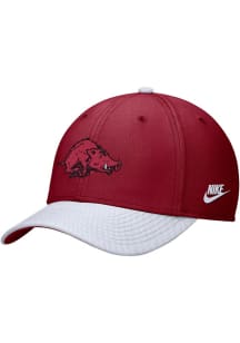 Nike Arkansas Razorbacks Mens Crimson Rise Structured Swoosh Flex (colorblock) Flex Hat