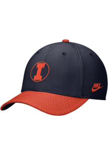 Nike Illinois Fighting Illini Mens Navy Blue Rise Structured Swoosh Flex (colorblock) Flex Hat