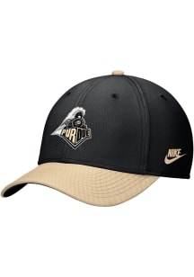 Nike Purdue Boilermakers Mens Black Rise Structured Swoosh Flex (colorblock) Flex Hat
