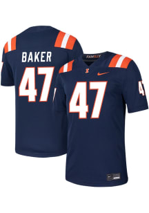 Easton Baker  Nike Illinois Fighting Illini Navy Blue NIL Game Name And Number Football Jersey