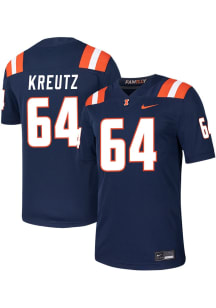 James Kreutz  Nike Illinois Fighting Illini Navy Blue NIL Game Name And Number Football Jersey
