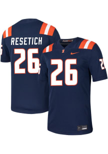 Mac Resetich  Nike Illinois Fighting Illini Navy Blue NIL Game Name And Number Football Jersey
