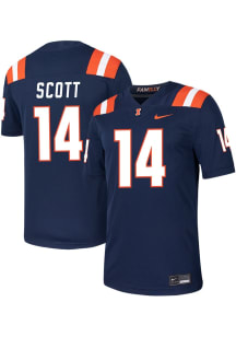 Xavier Scott  Nike Illinois Fighting Illini Navy Blue NIL Game Name And Number Football Jersey