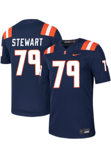 Zafir Stewart  Nike Illinois Fighting Illini Navy Blue NIL Game Football Jersey