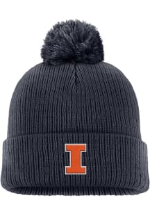 Nike Illinois Fighting Illini Navy Blue C12932 - NK PEAK BEANIE POM Mens Knit Hat