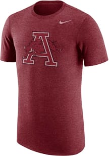 Nike Arkansas Razorbacks Crimson Vintage Logo Triblend Short Sleeve Fashion T Shirt