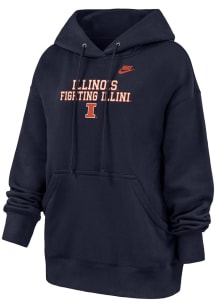 Nike Illinois Fighting Illini Womens Navy Blue Phoenix Hooded Sweatshirt
