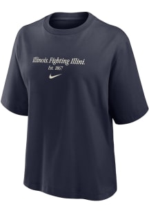 Nike Illinois Fighting Illini Womens Navy Blue Boxy Short Sleeve T-Shirt