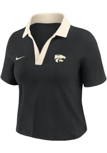 Nike K-State Wildcats Womens Black Crop Short Sleeve Polo Shirt