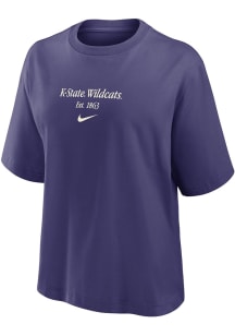 Nike K-State Wildcats Womens Purple Boxy Short Sleeve T-Shirt