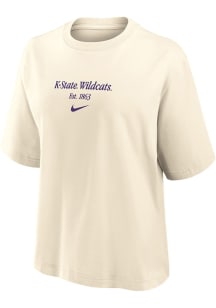 Nike K-State Wildcats Womens Natural Boxy Short Sleeve T-Shirt