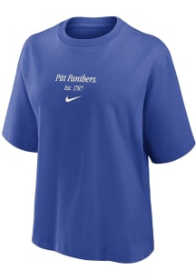 Nike Pitt Panthers Womens Blue Boxy Short Sleeve T-Shirt