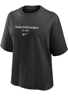 Nike Purdue Boilermakers Womens Black Boxy Short Sleeve T-Shirt