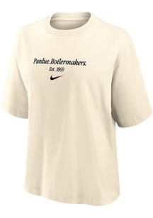 Nike Purdue Boilermakers Womens Natural Boxy Short Sleeve T-Shirt