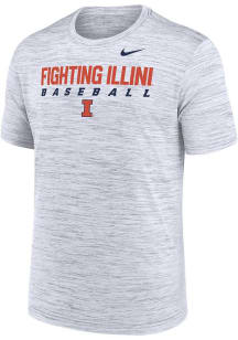 Nike Illinois Fighting Illini White DriFit Baseball Short Sleeve T Shirt