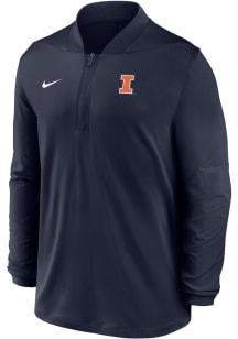 Nike Illinois Fighting Illini Mens Navy Blue 0 Sideline Medium Weight Long Sleeve Qtr Zip Pullover