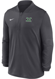 Nike Marshall Thundering Herd Mens Anthracite 0 Sideline Medium Weight Long Sleeve Qtr Zip Pullove..