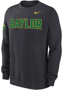 Nike Baylor Bears Mens Anthracite 0 Twill Club Long Sleeve Crew Sweatshirt