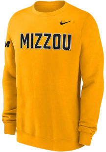 Nike Missouri Tigers Mens Gold 0 Twill Club Long Sleeve Crew Sweatshirt