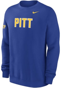 Nike Pitt Panthers Mens Blue 0 Twill Club Long Sleeve Crew Sweatshirt