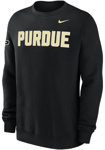 Nike Purdue Boilermakers Mens Black 0 Twill Club Long Sleeve Crew Sweatshirt